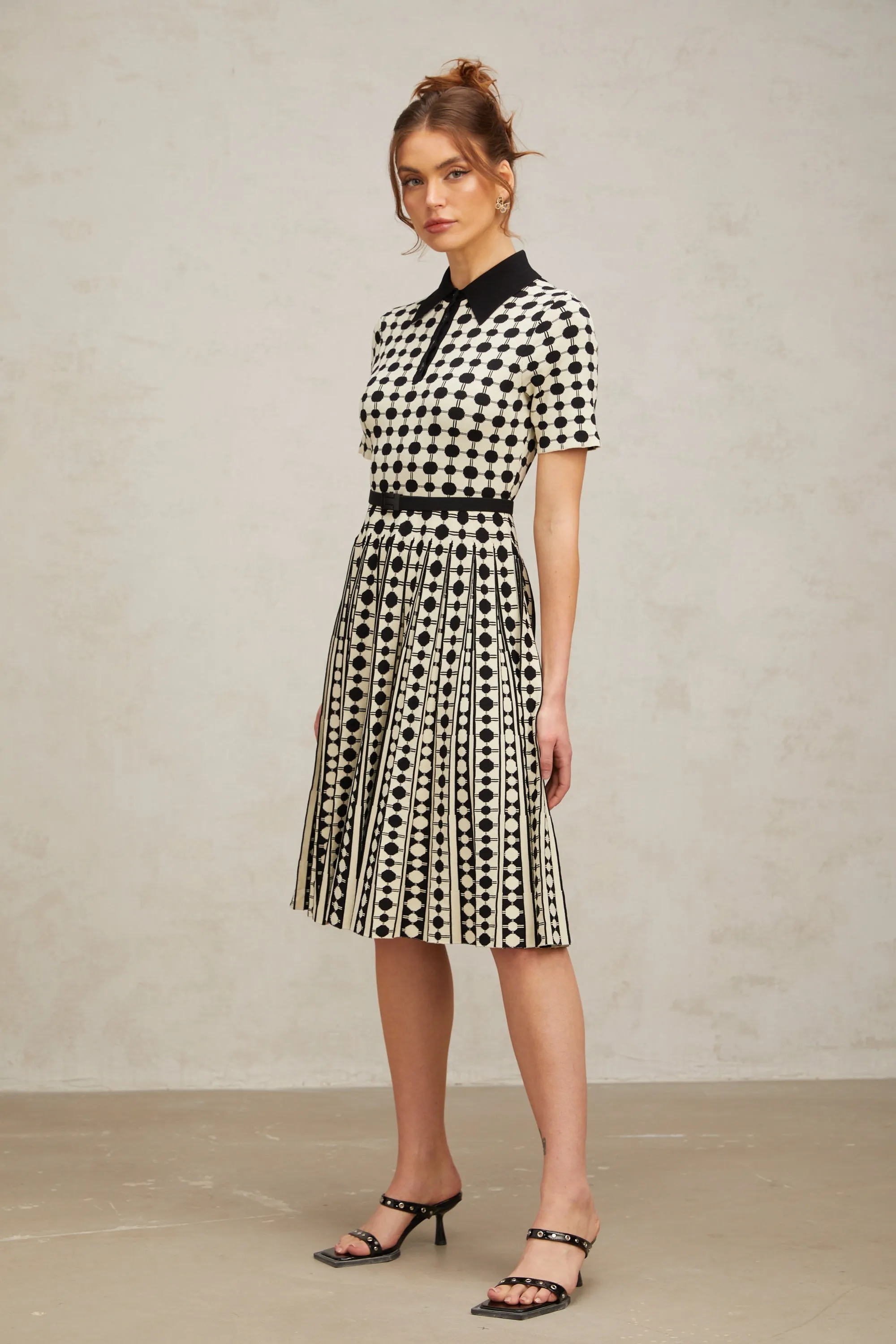 Xavire color-blocked polka-dot knit midi dress Gloria Lanvin
