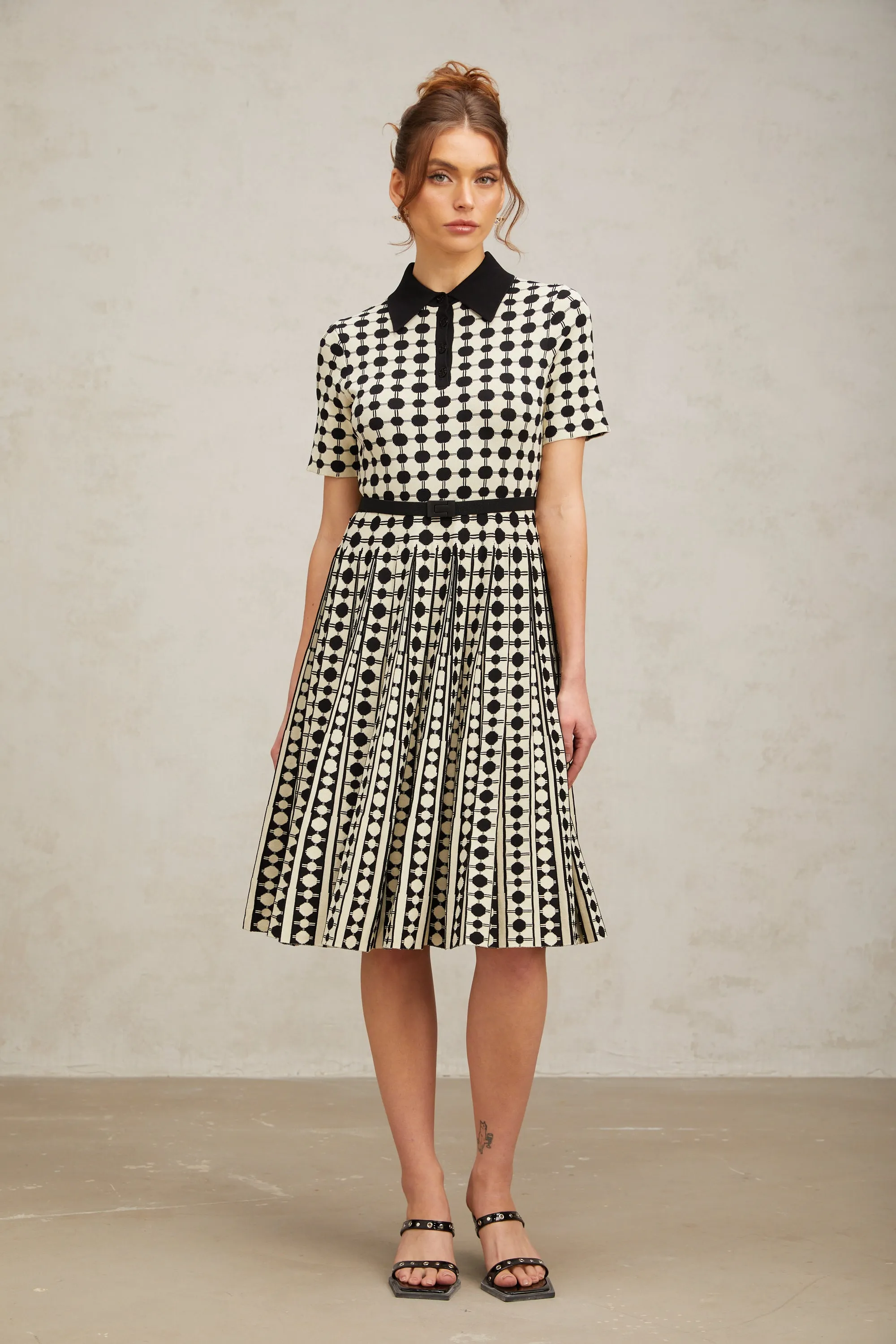 Xavire color-blocked polka-dot knit midi dress Gloria Lanvin