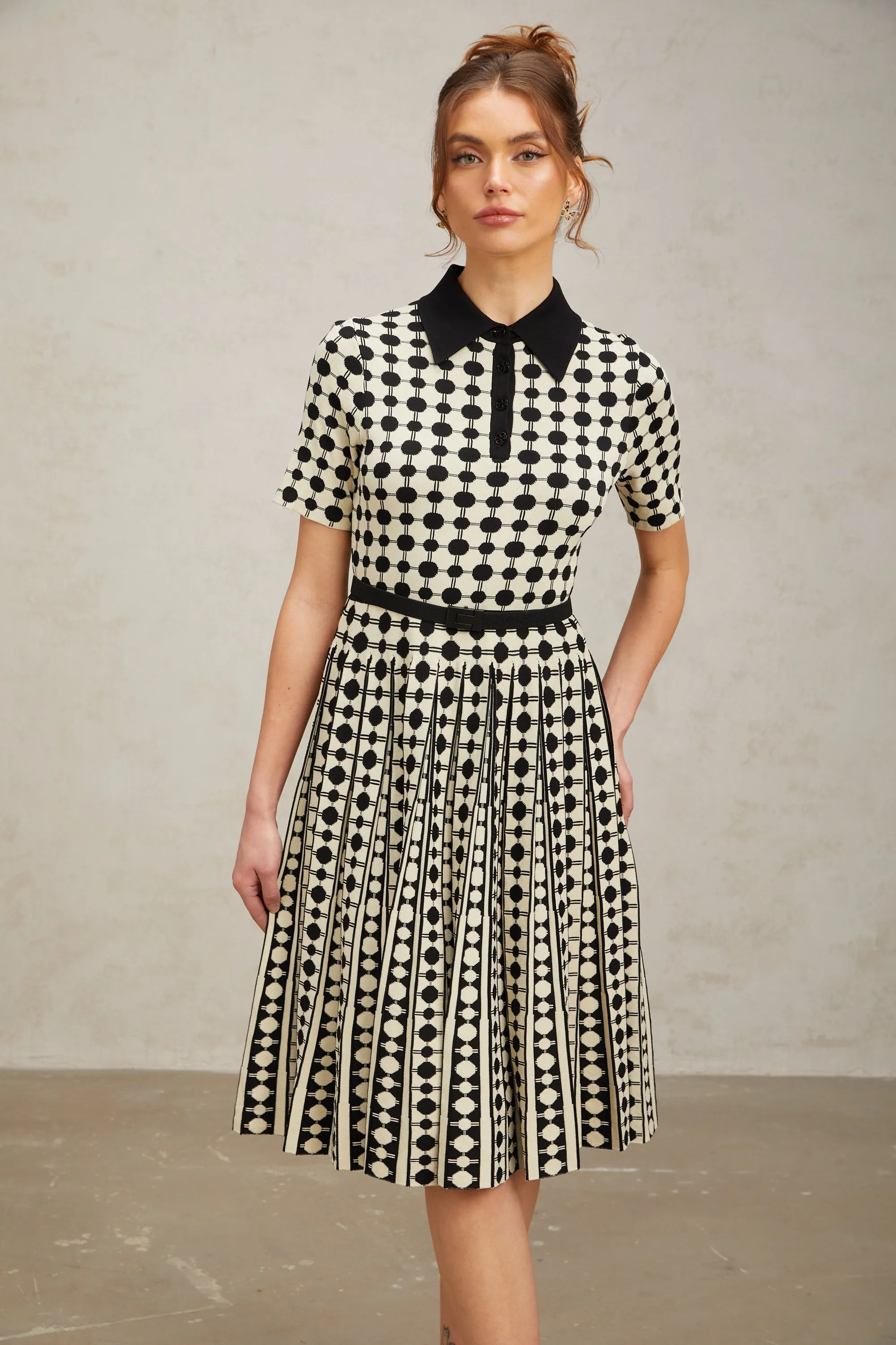 Xavire color-blocked polka-dot knit midi dress Gloria Lanvin
