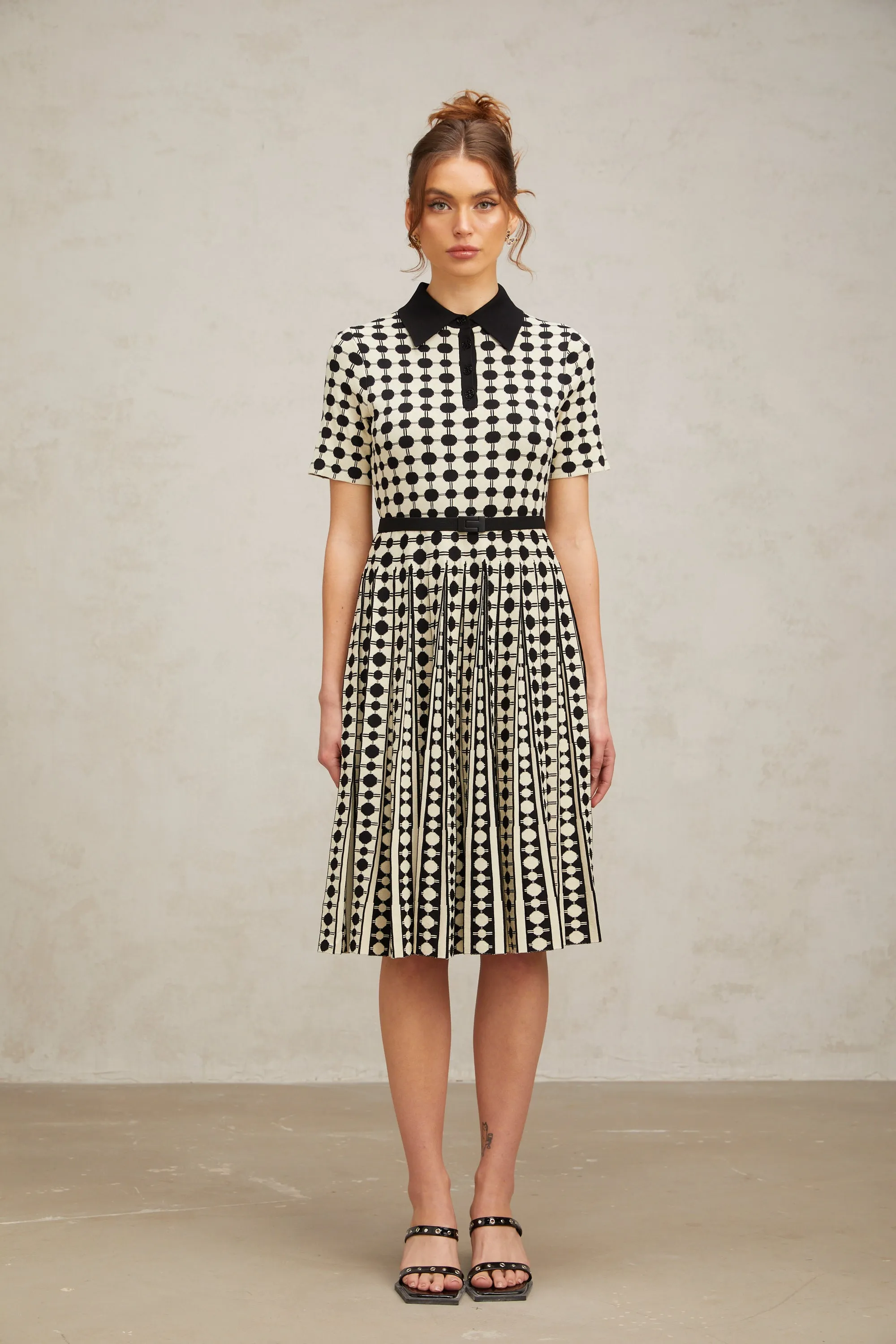 Xavire color-blocked polka-dot knit midi dress Gloria Lanvin