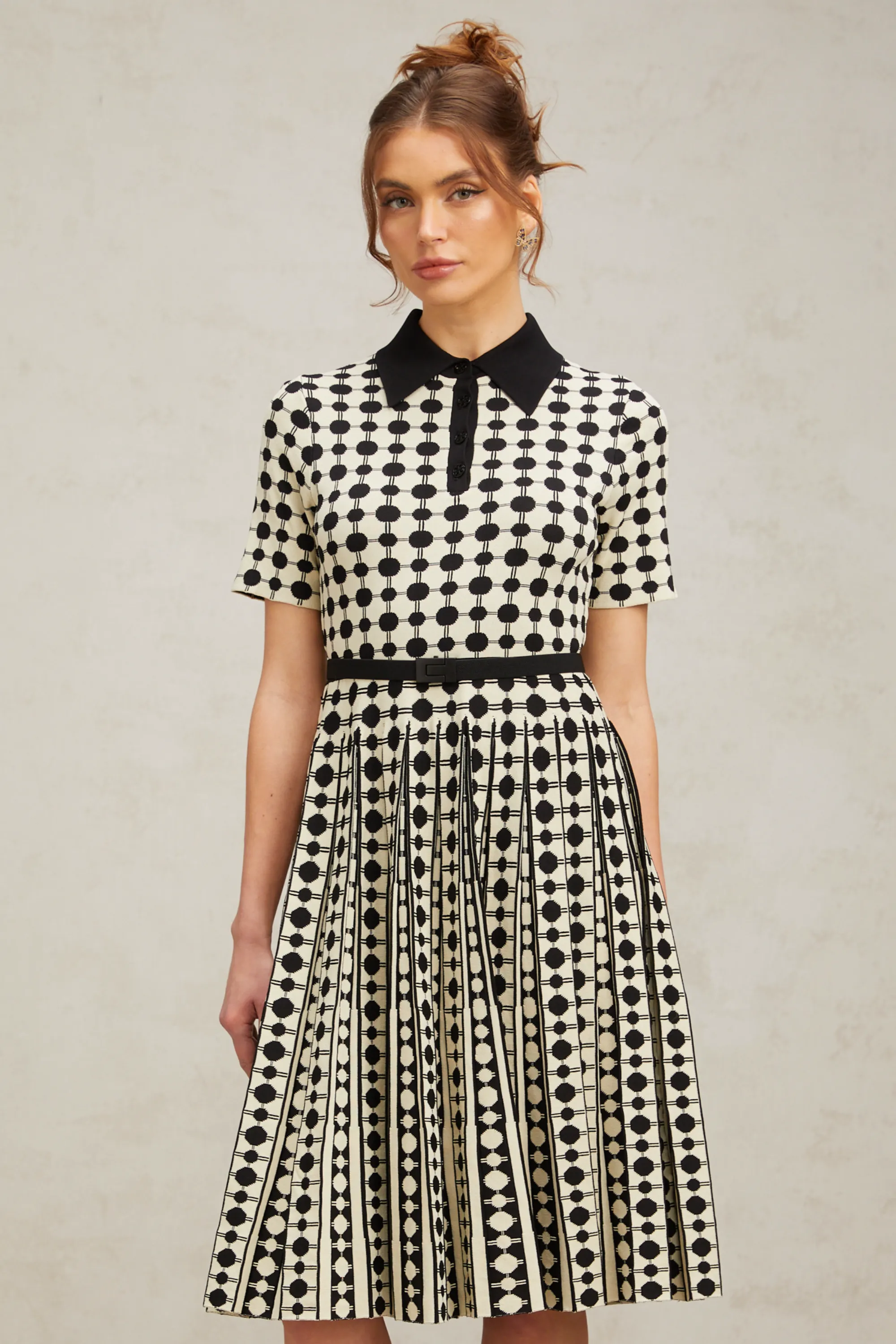 Xavire color-blocked polka-dot knit midi dress Gloria Lanvin