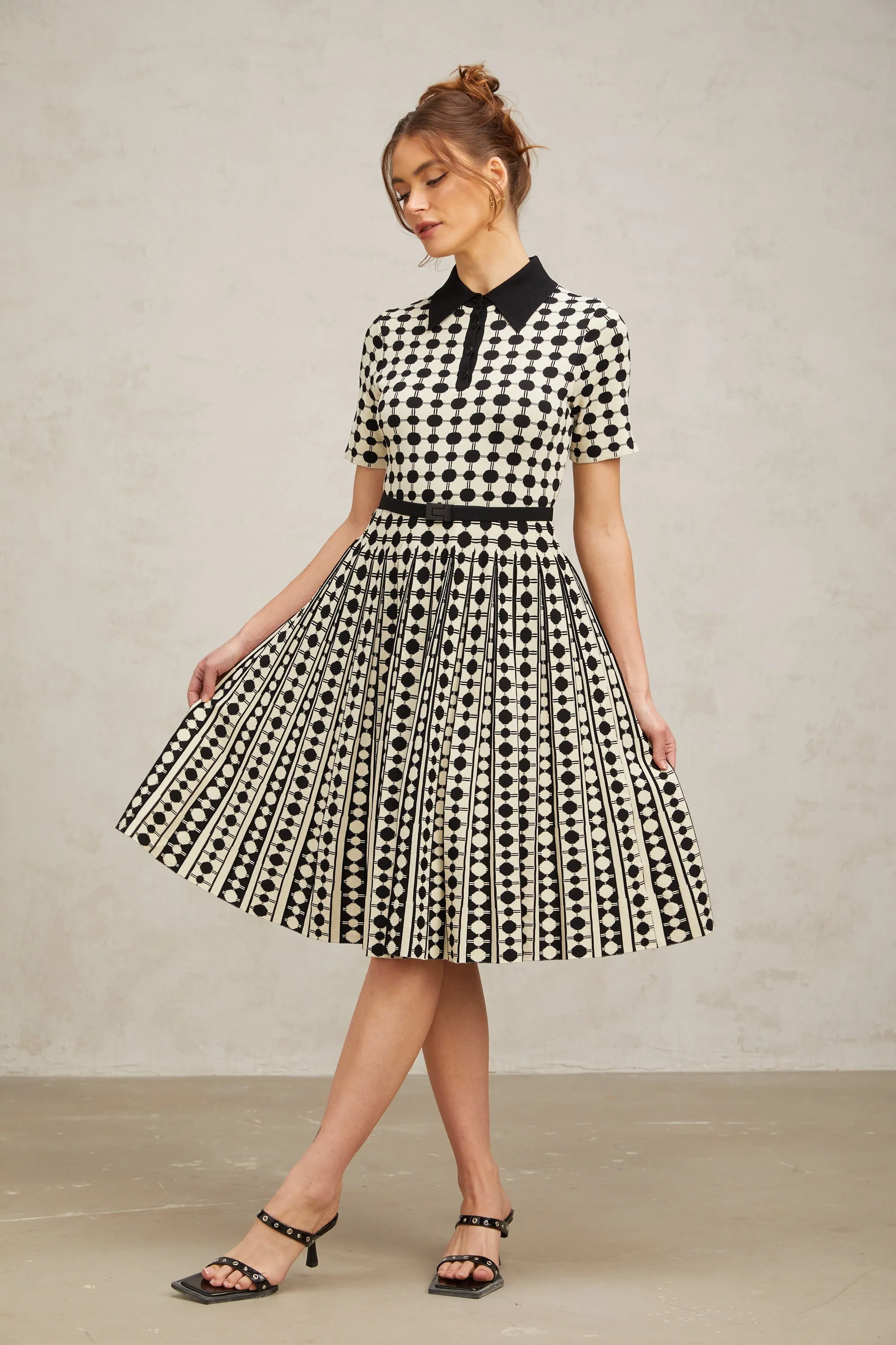 Xavire color-blocked polka-dot knit midi dress Gloria Lanvin