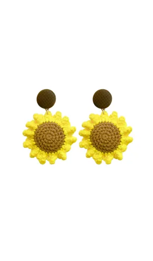YELLOW BRAIDED FLOWER WOOL EARRINGS Gloria Lanvin