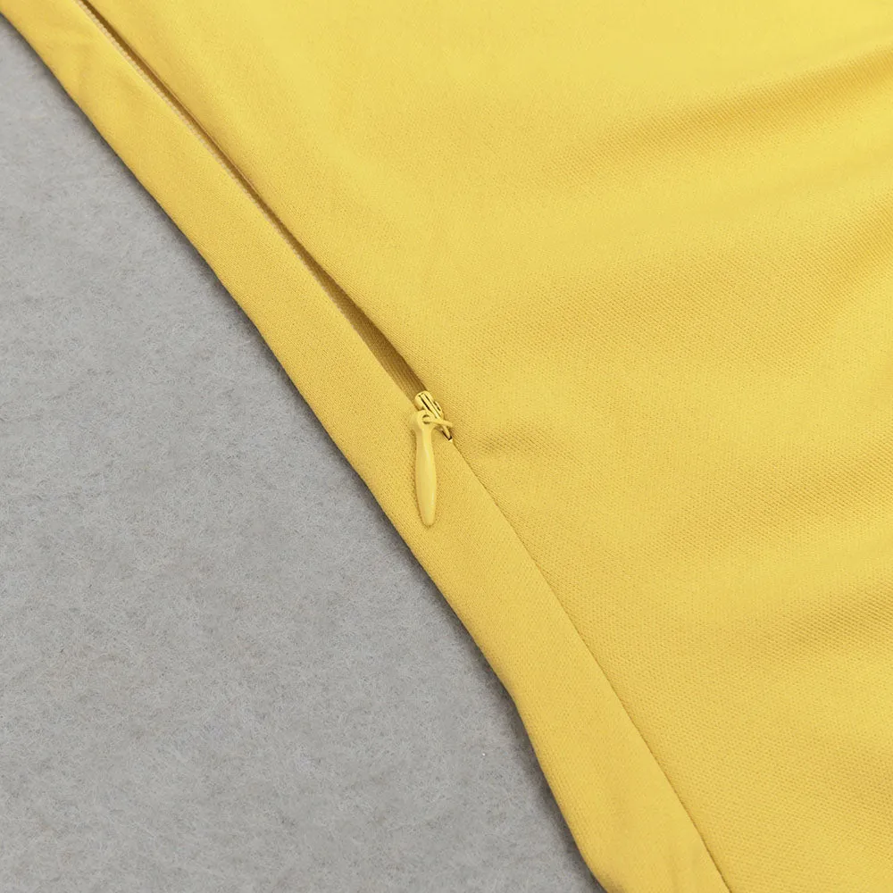 YELLOW LONG SLEEVE RUCHED SATIN MAXI DRESS Gloria Lanvin
