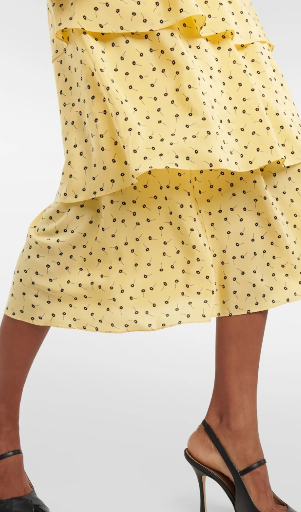 YELLOW POLKA DOT FLORAL SILK MIDI DRESS Gloria Lanvin