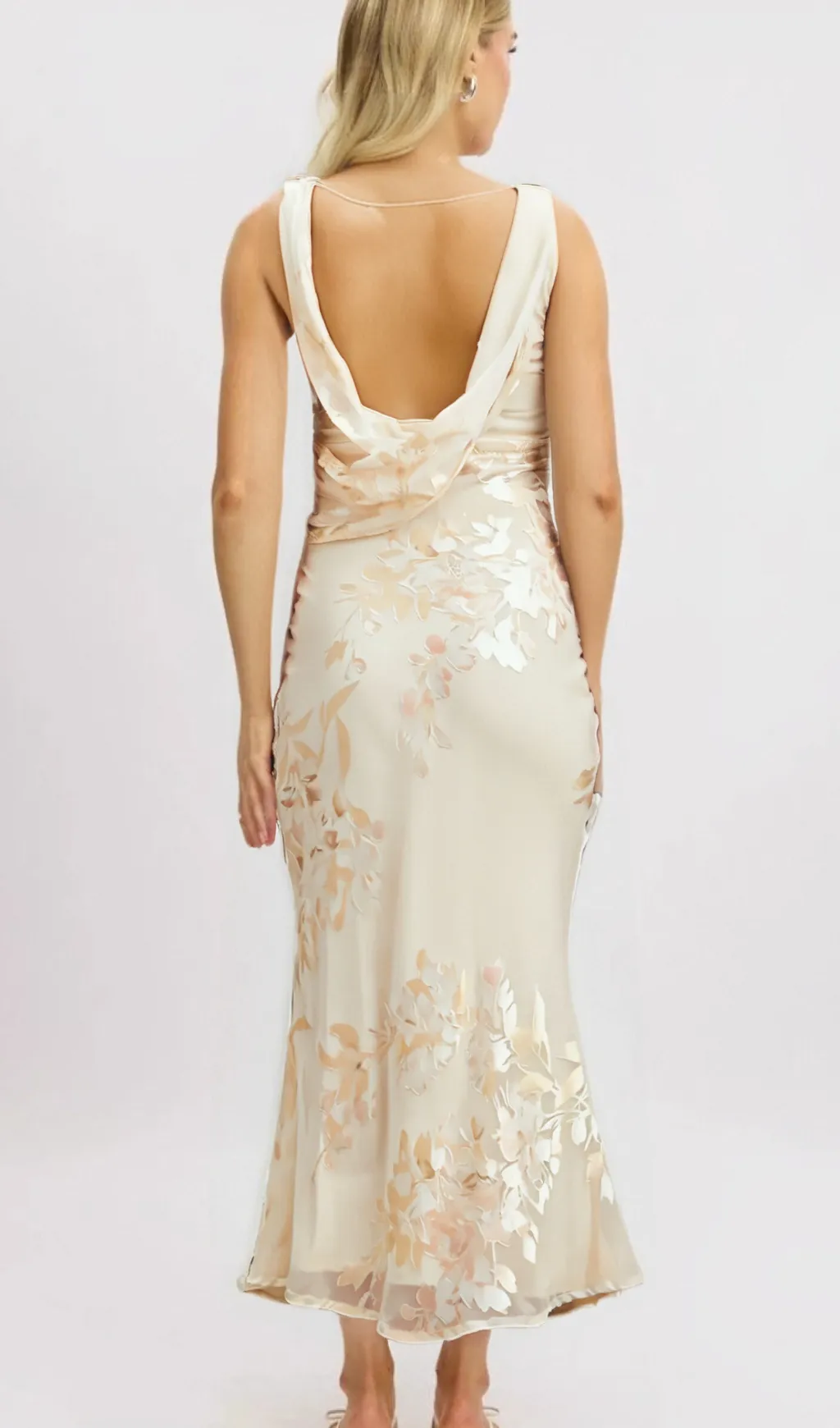 Yolanda beige floral-jacquard midi dress Gloria Lanvin