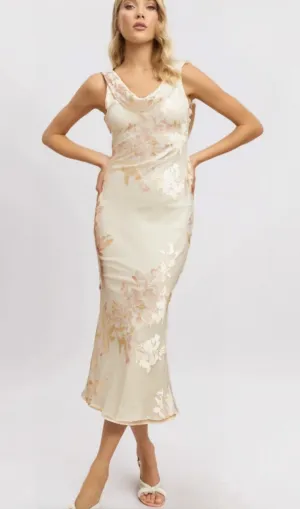 Yolanda beige floral-jacquard midi dress Gloria Lanvin