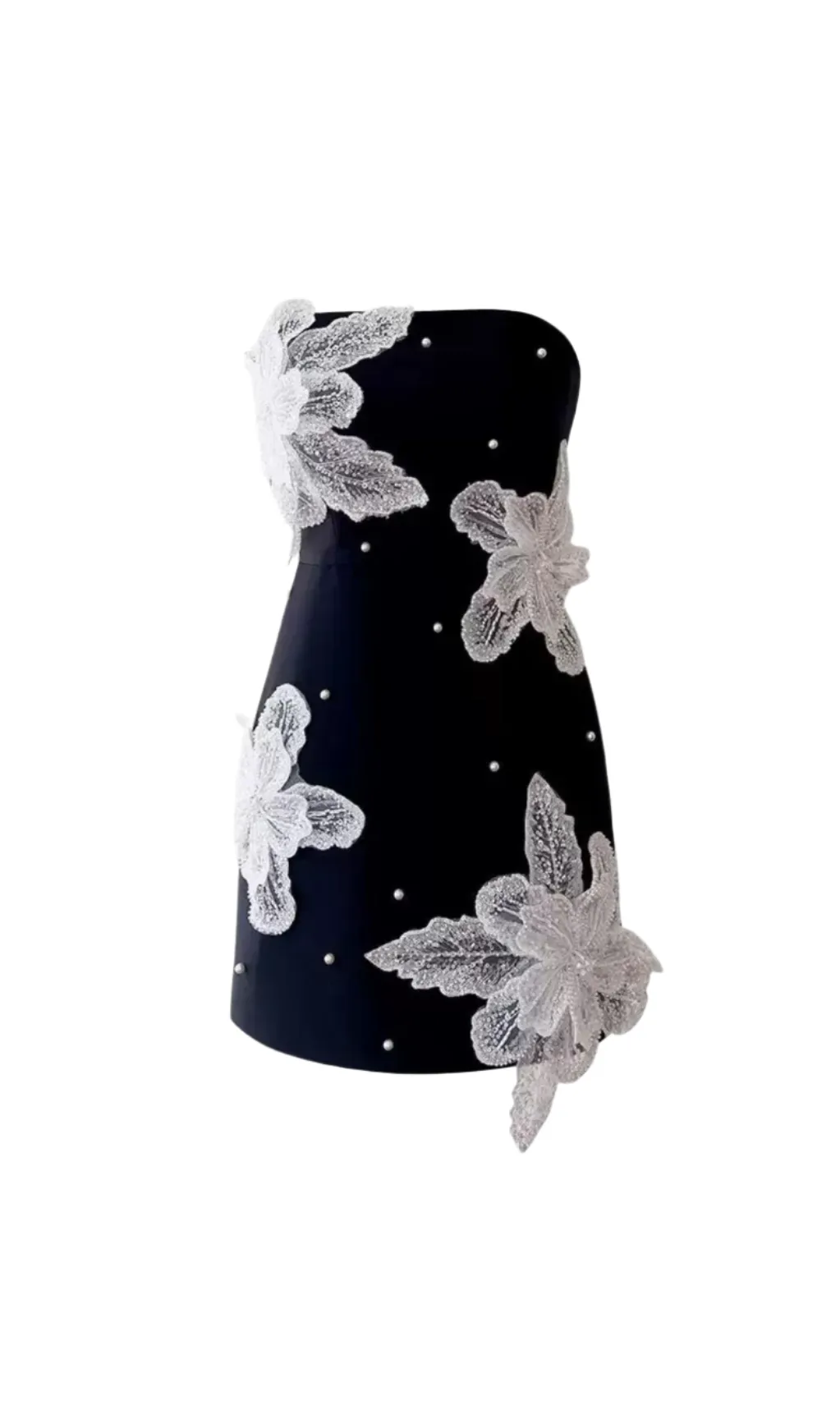 YURI STRAPLESS FLOWER PEARL MINI DRESS Gloria Lanvin