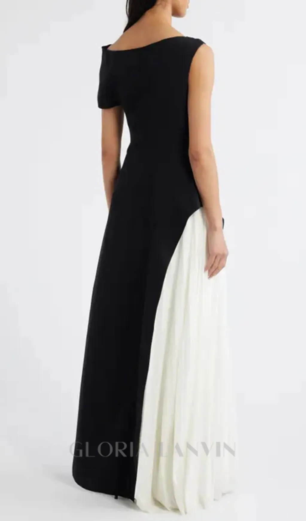yvette one-shoulder pleated maxi dress in black Gloria Lanvin