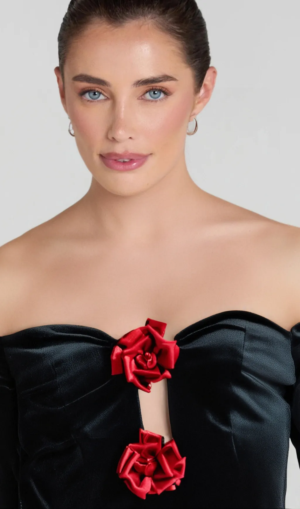 ZANNA OFF SHOULDERS FLOWERS VELVET MAXI DRESS IN BLACK Gloria Lanvin