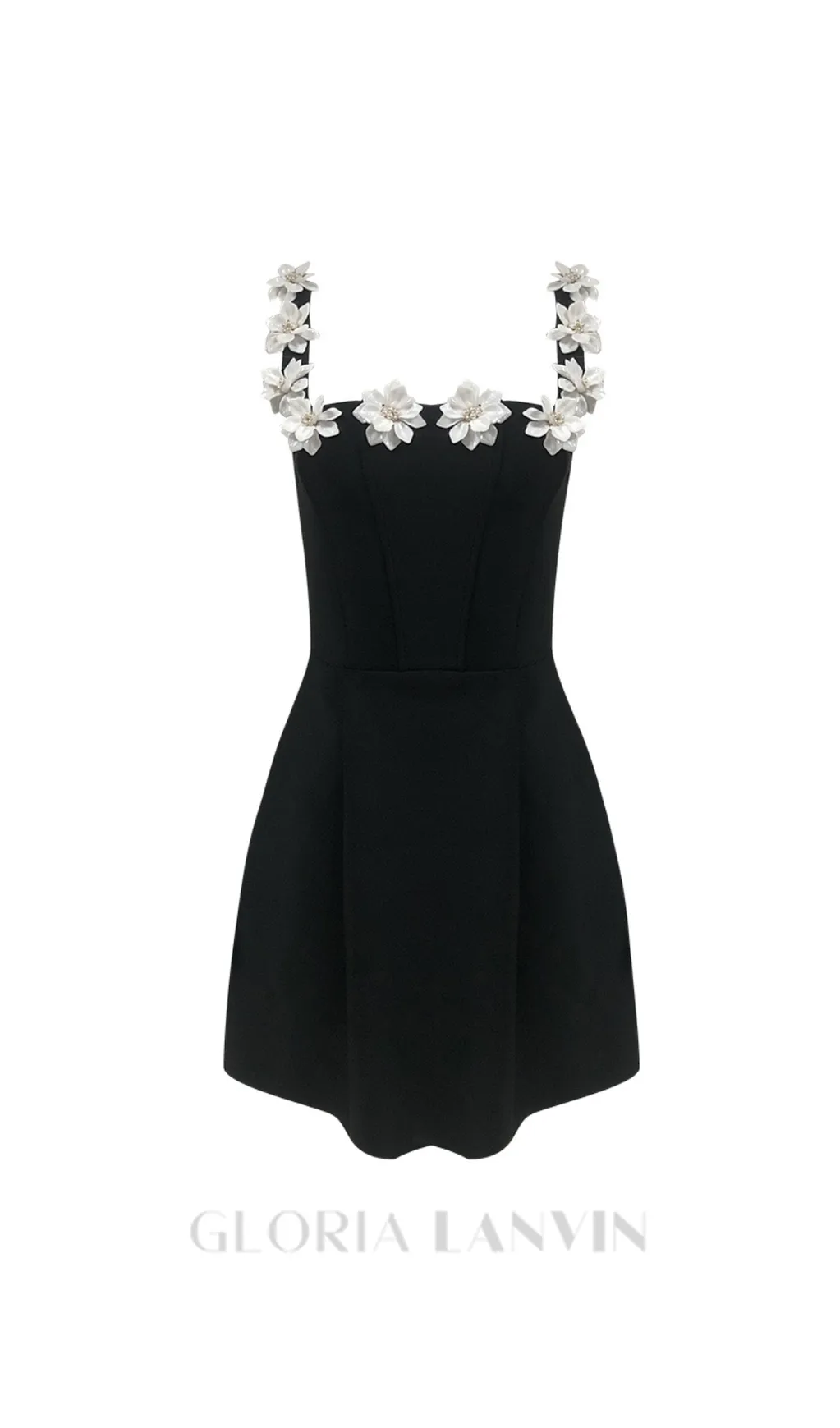 ZENOBIA FLOWER EMBELLISHED BLACK MINI DRESS Gloria Lanvin