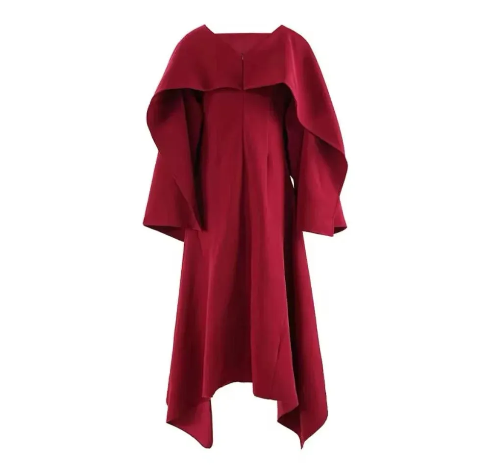 zenobia shawl slit maxi dress in red Gloria Lanvin