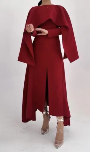 zenobia shawl slit maxi dress in red Gloria Lanvin
