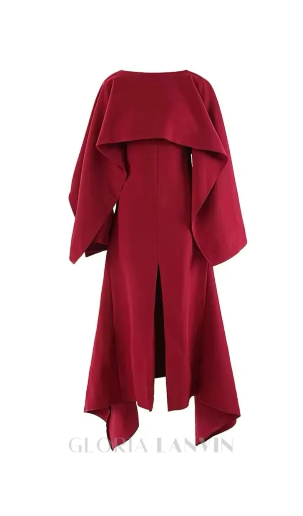 zenobia shawl slit maxi dress in red Gloria Lanvin