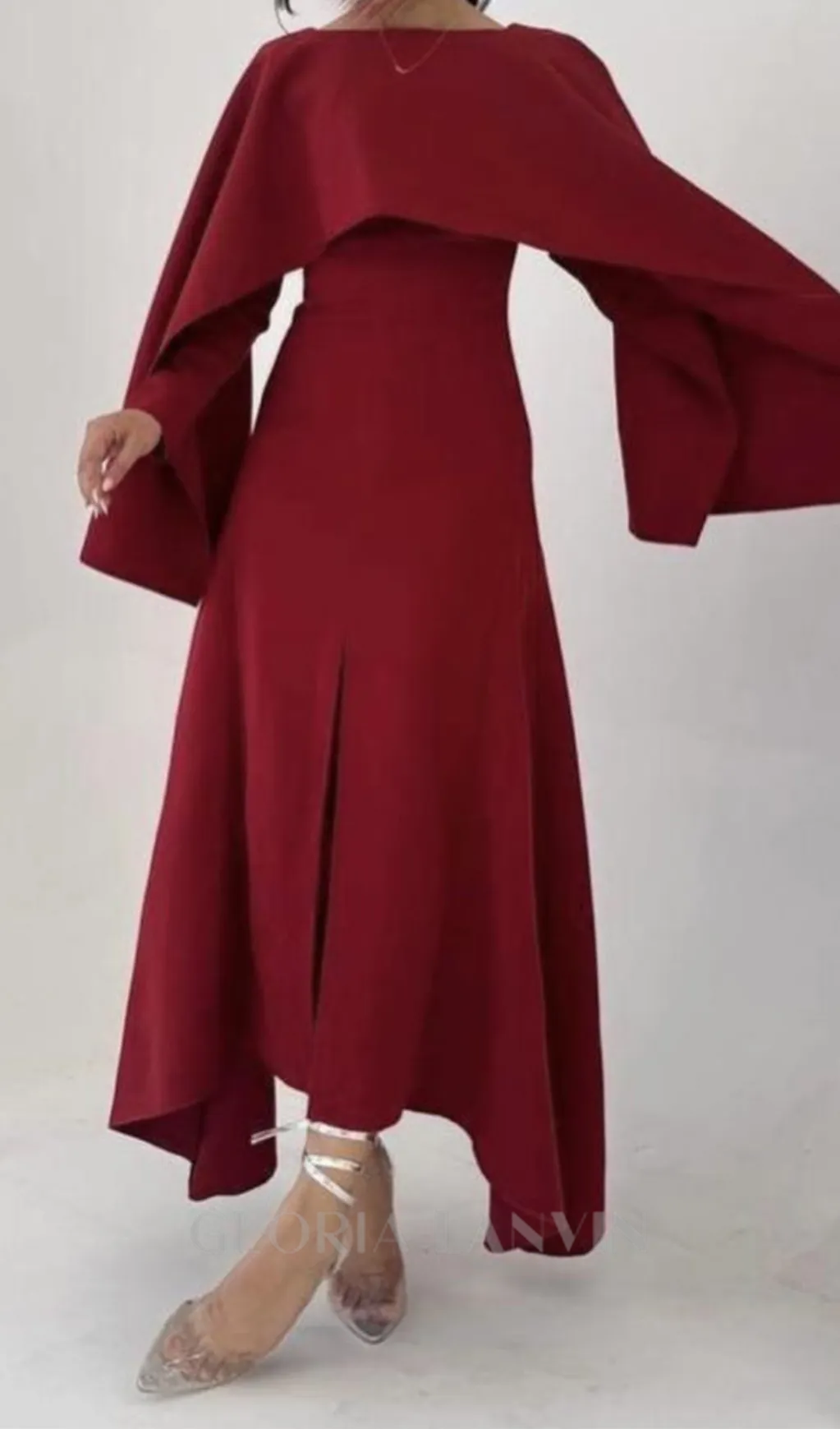 zenobia shawl slit maxi dress in red Gloria Lanvin